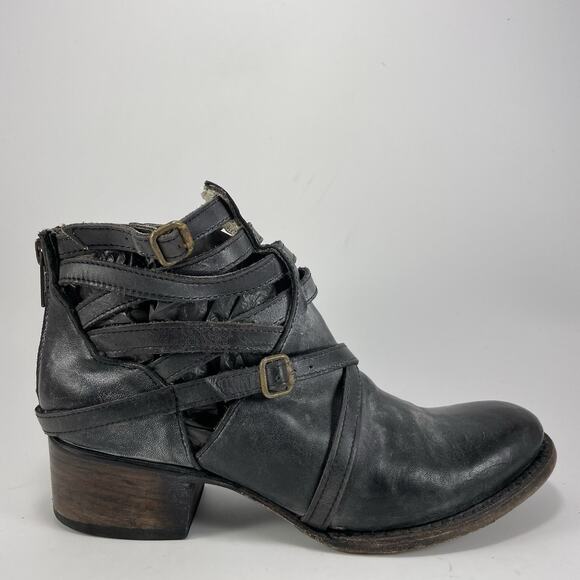 Freebird By Steven Stair Distressed Leather Womens Ankle Boots Size 6 Black - Picture 1 of 11